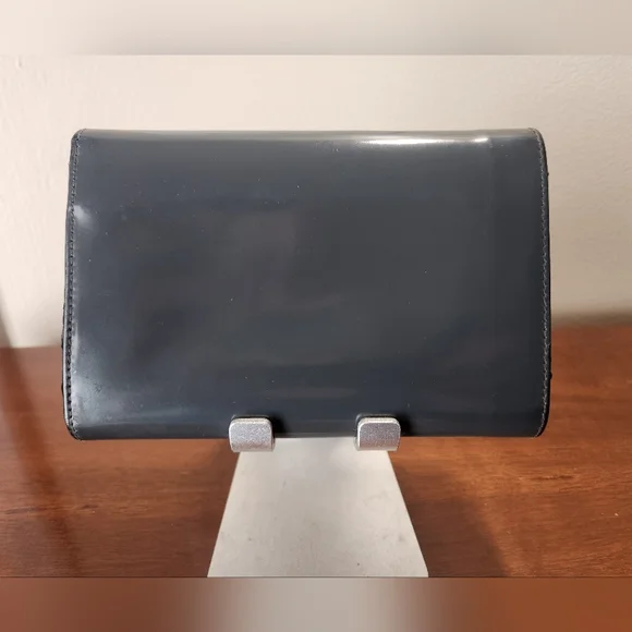 Prada Vintage Slate Gray Patent Leather Envelope Wallet - Picture 9 of 14